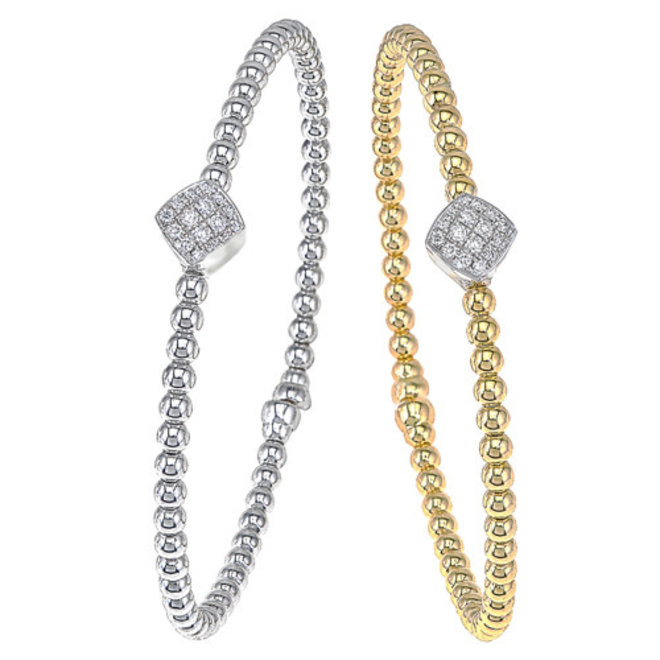 Beaded gold and diamond flex bracelet