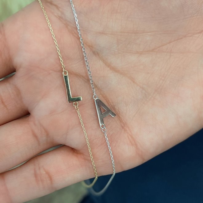 Asymmetrical initial necklace