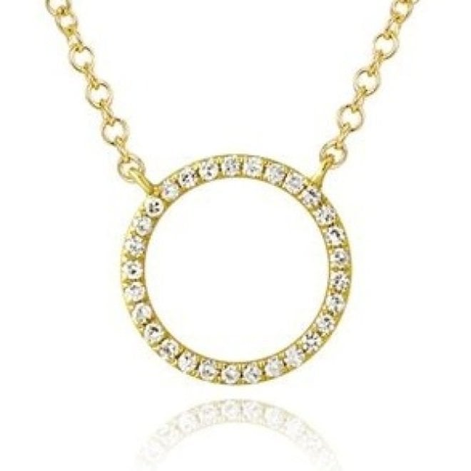 Petite diamond circle pendant-yellow gold