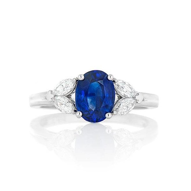 Sapphire and marquise diamond ring