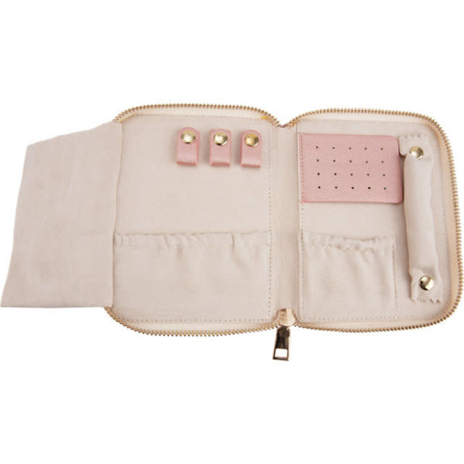 Pink leatherette jewellery clutch