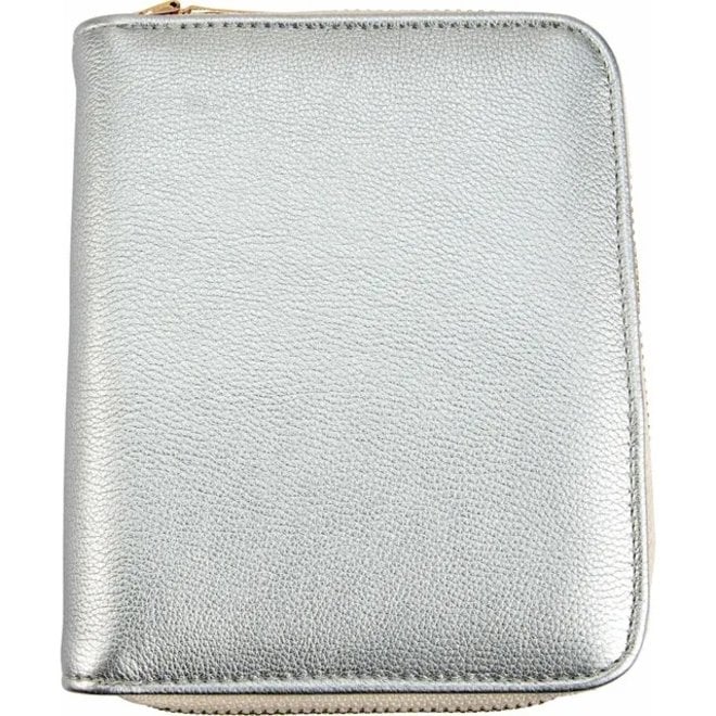 Silver leatherette jewellery clutch