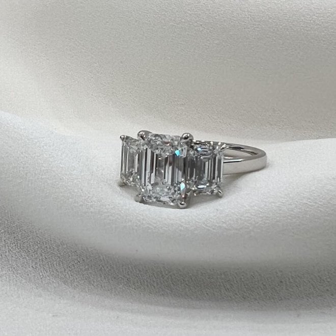 LAB The Emerald Cut Trinity engagement ring 3.67ct tw