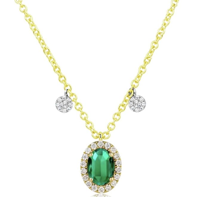 Diamond and emerald halo pendant
