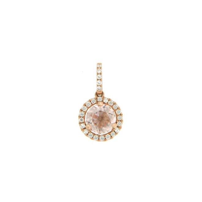 Morganite and diamond halo pendant