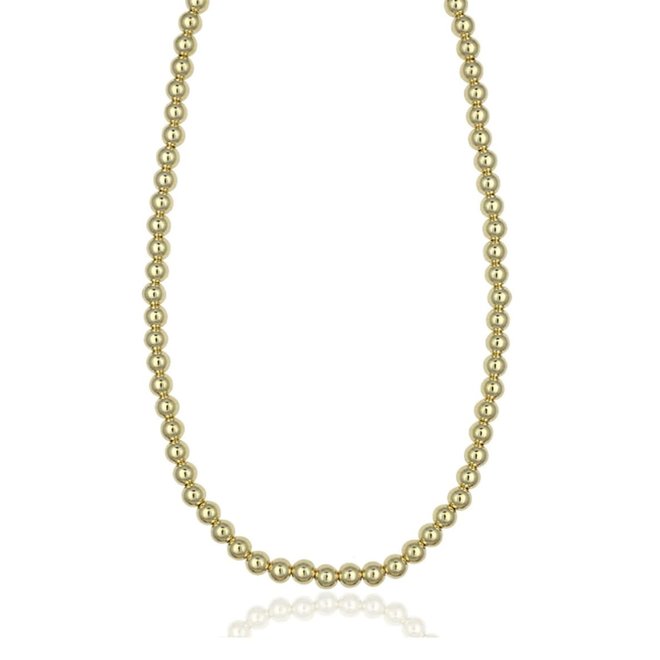 5mm, 14K YG Filled Bead Necklace. 14-15 Inches