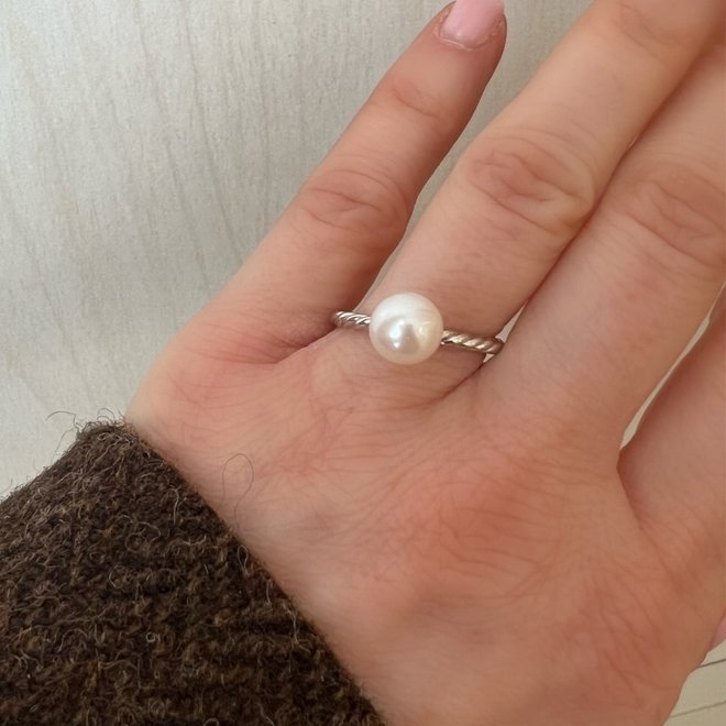 Twisted Rope Pearl Ring