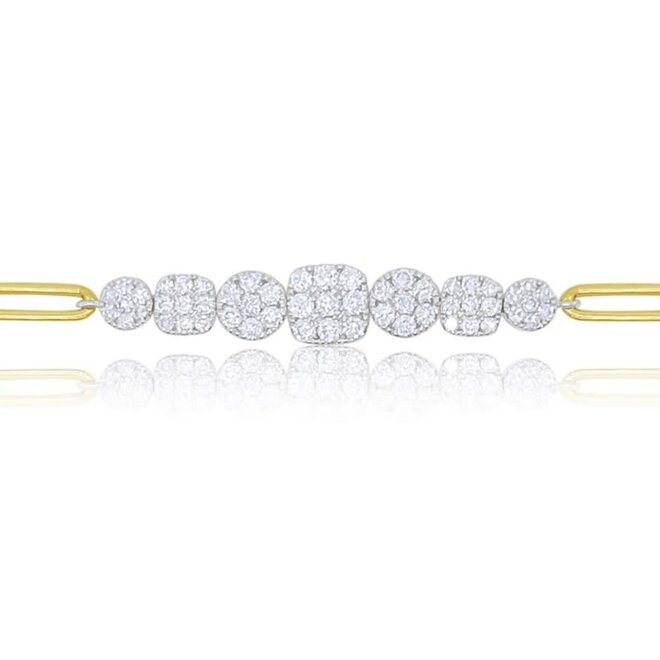 Diamond cluster cable link bracelet