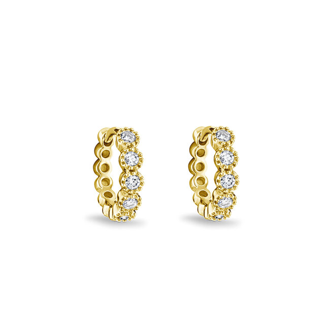 Bezel set diamond huggies-yellow gold