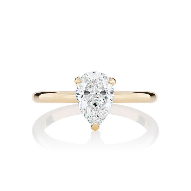 The Charlie - Pear Solitaire 1.01ct H VS1 14k YG STL 123823