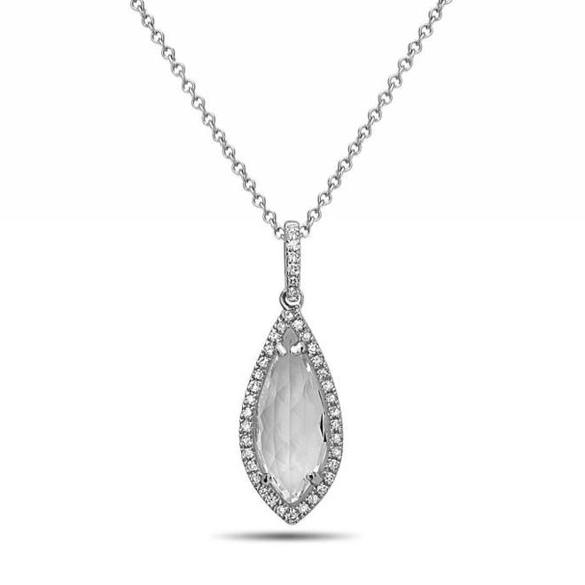 White topaz and diamond drop pendant