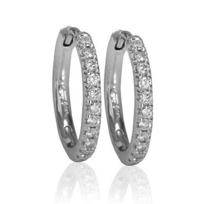 Ef6087s 14k White Gold Micropave Hoop Earrings Dia 0 15tw Ef6087s 14k White Gold Micropave Hoop Earrings Dia 0 15tw Minichiello Jewellers