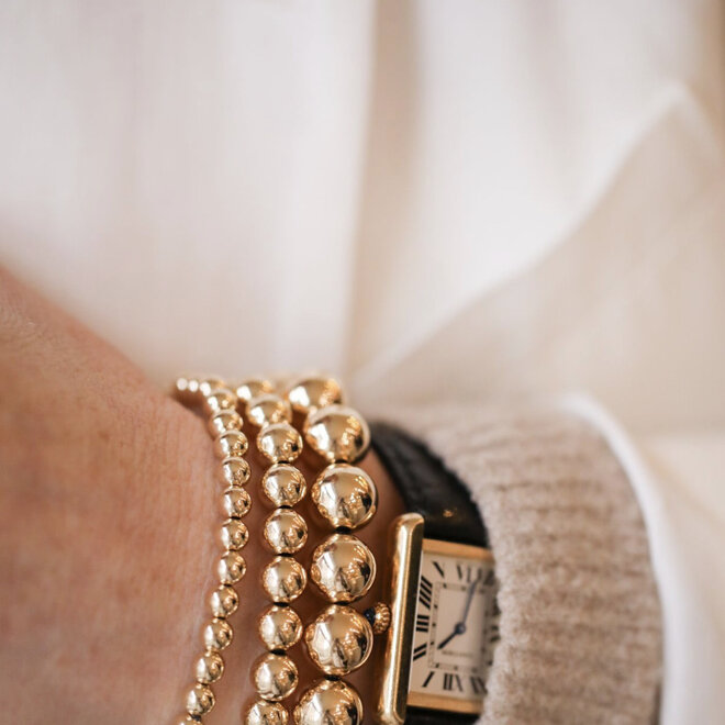 7mm 14K Gold Filled Bead Bracelet