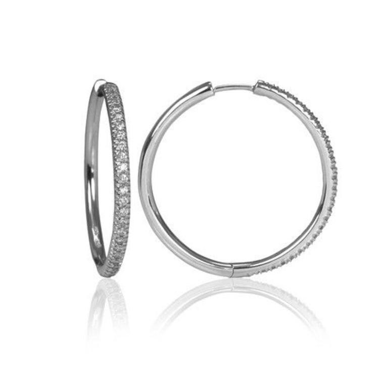 Large Diamond Micro Pave Hoop Earrings Minichiello Jewellers
