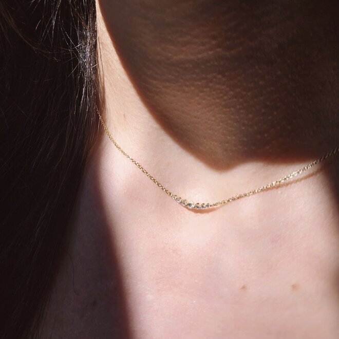 Petite diamond bar necklace - yellow