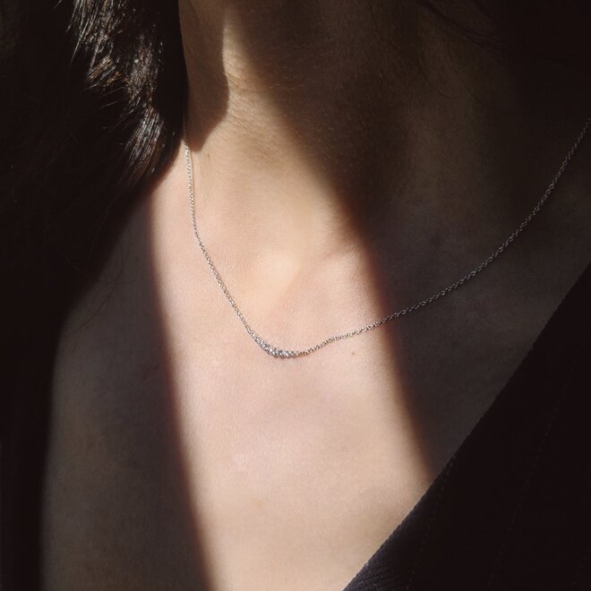 Petite diamond bar necklace