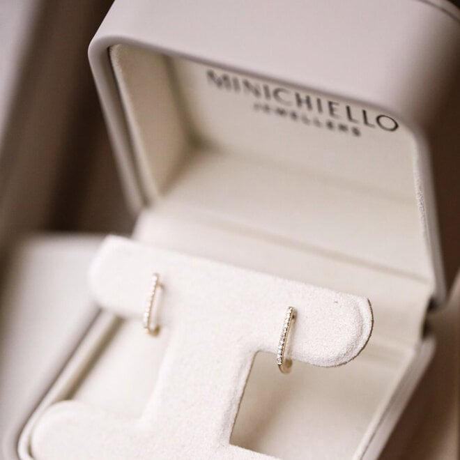 Soft square diamond huggie