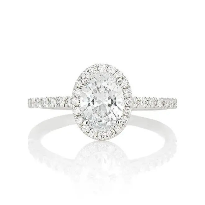 The Emma - oval cut diamond halo engagement ring
