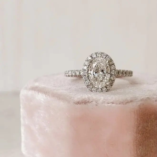 The Emma - oval cut diamond halo engagement ring