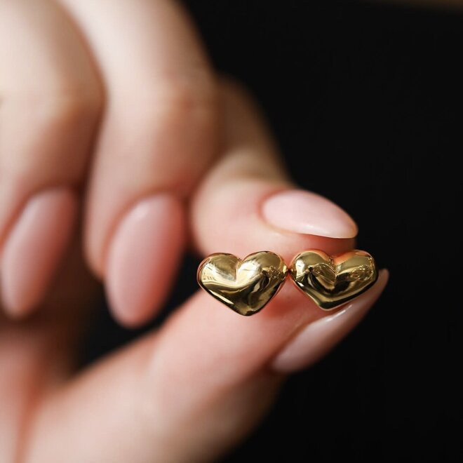 Puffy Heart Stud Earrings