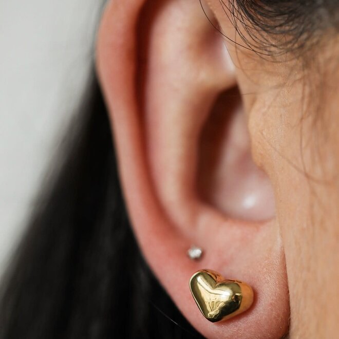 Puffy Heart Stud Earrings
