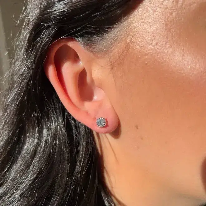 Lab created classic diamond stud earrings - 1.85ct tw