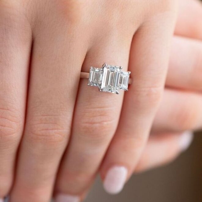 LAB The Emerald Cut Trinity engagement ring 3.67ct tw