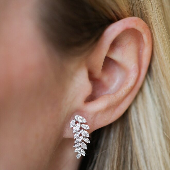 Diamond leaf earrings