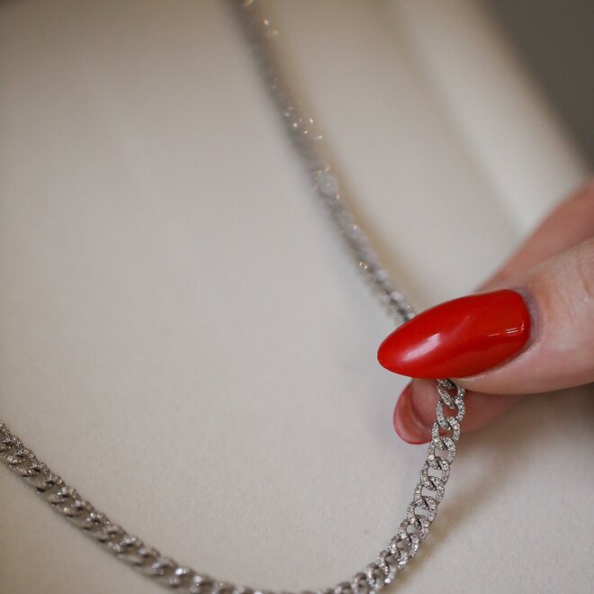 Diamond curb link necklace
