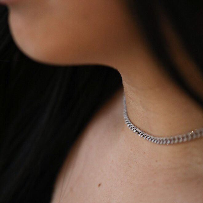 Diamond curb link necklace