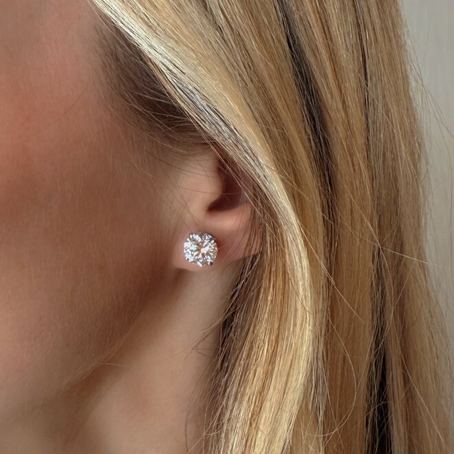 LAB created classic diamond stud earrings - 4.02ct tw