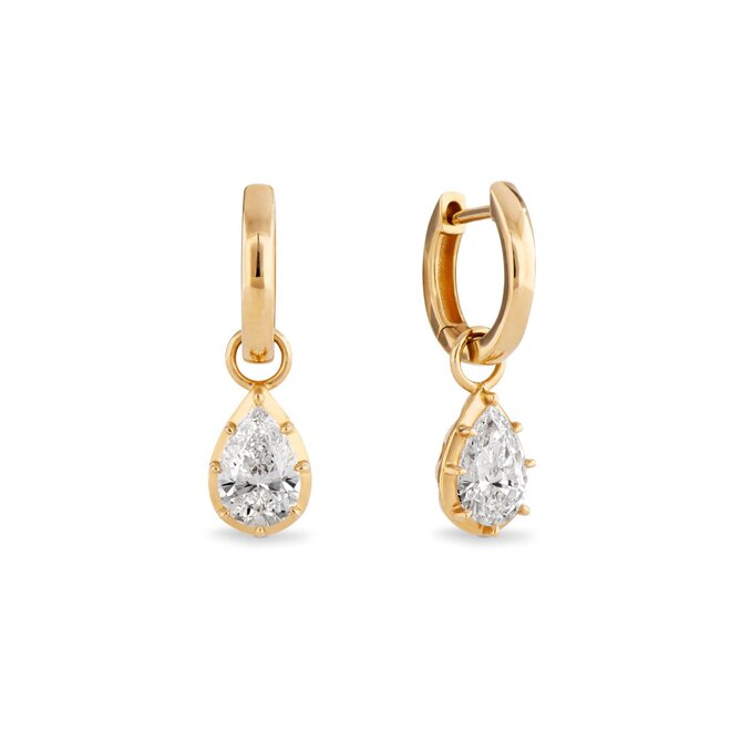 LAB Pear shaped diamond button back drops