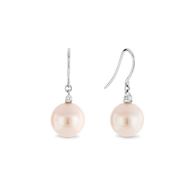 Pearl and diamond drop earrings