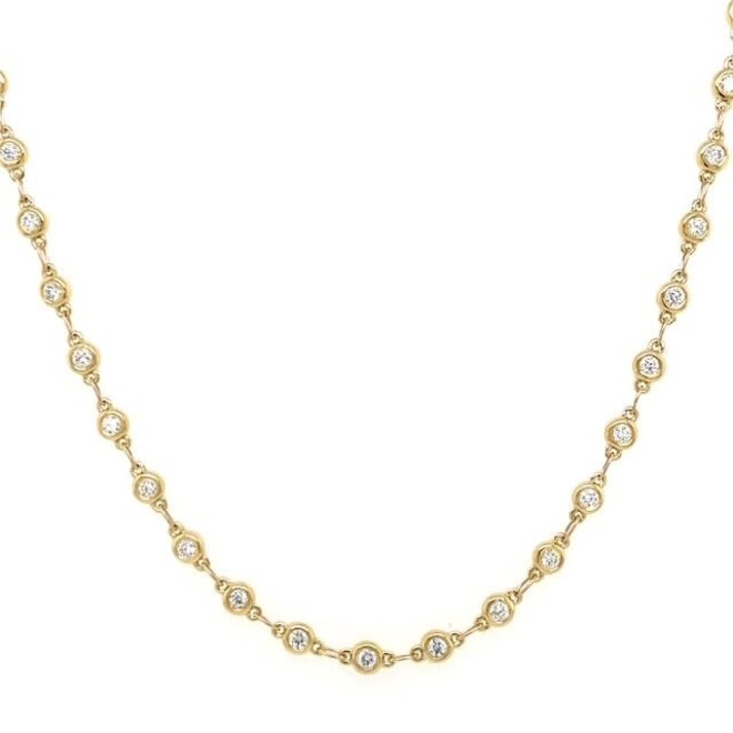 Bezel set diamond station necklace