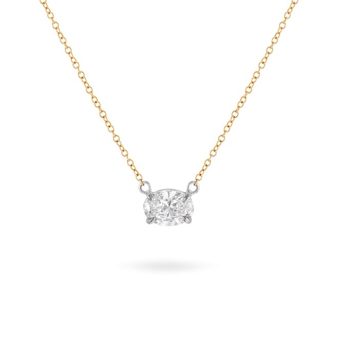 LAB oval cut floating diamond pendant