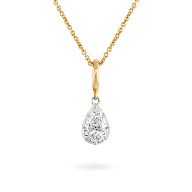 LAB - Pear shape button back diamond pendant