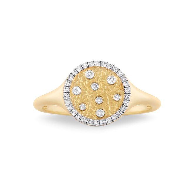Diamond halo signet ring