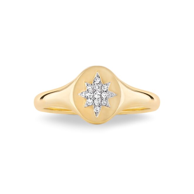 Petite starburst signet ring