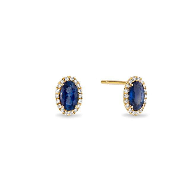 Petite sapphire and diamond halo studs