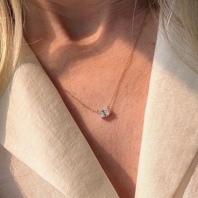 LAB oval cut floating diamond pendant