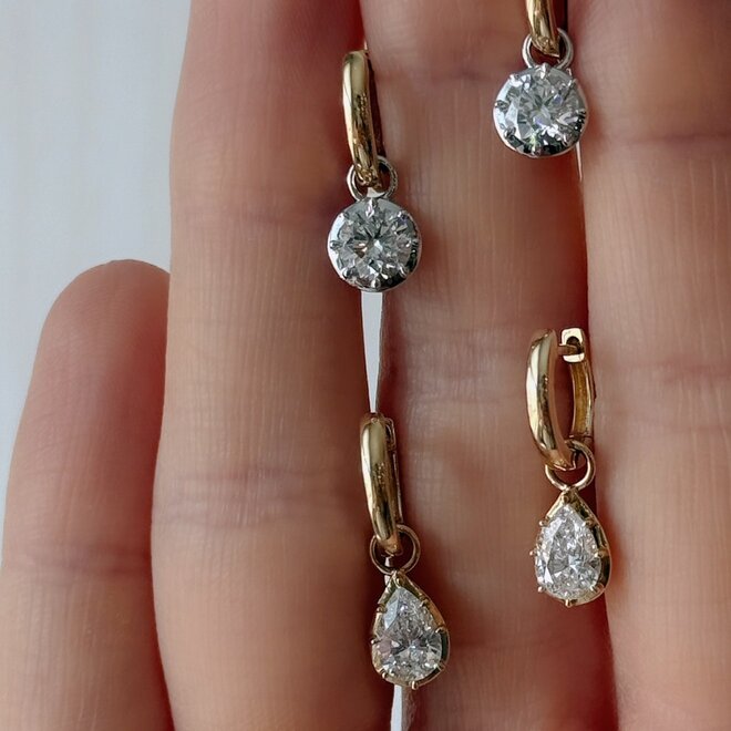 LAB Pear shaped diamond button back drops