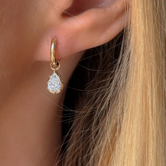 LAB Pear shaped diamond button back drops