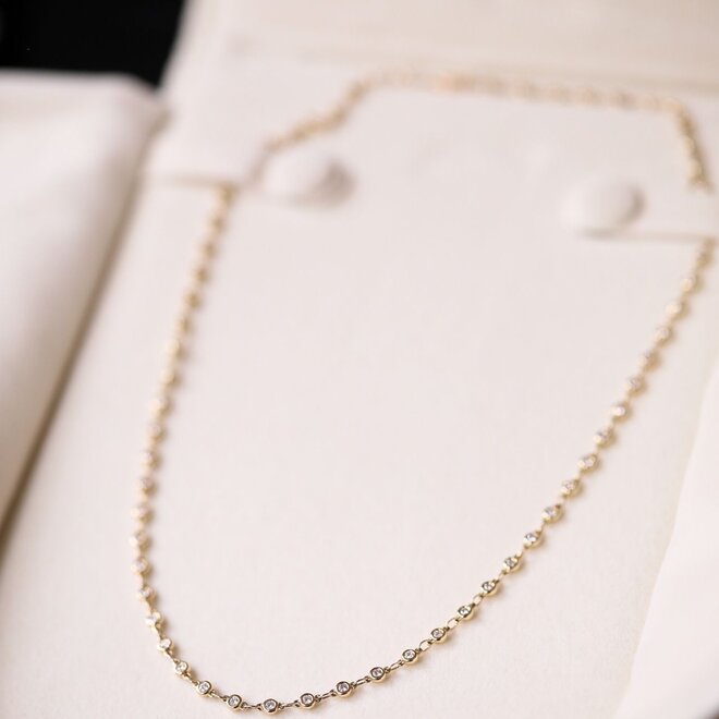 Bezel set diamond station necklace