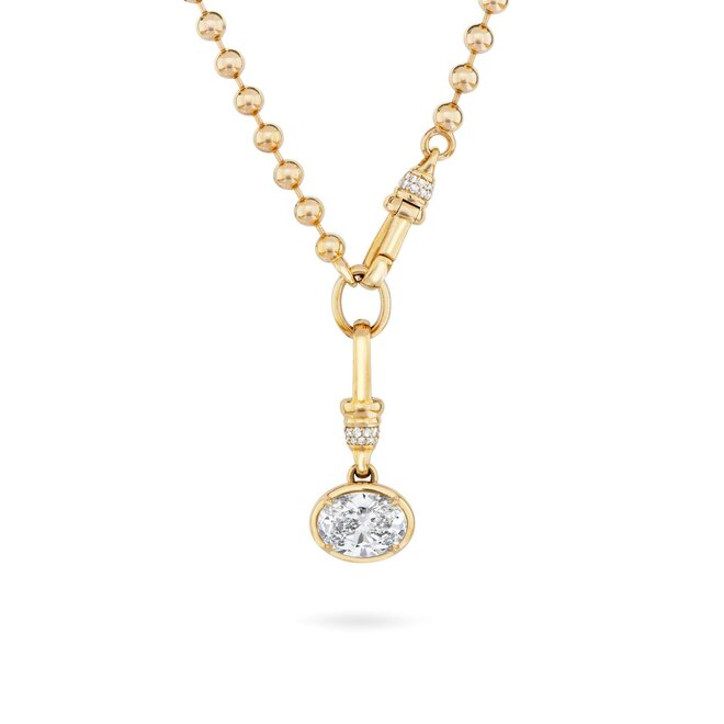 LAB Oval enhancer pendant and beaded necklace set