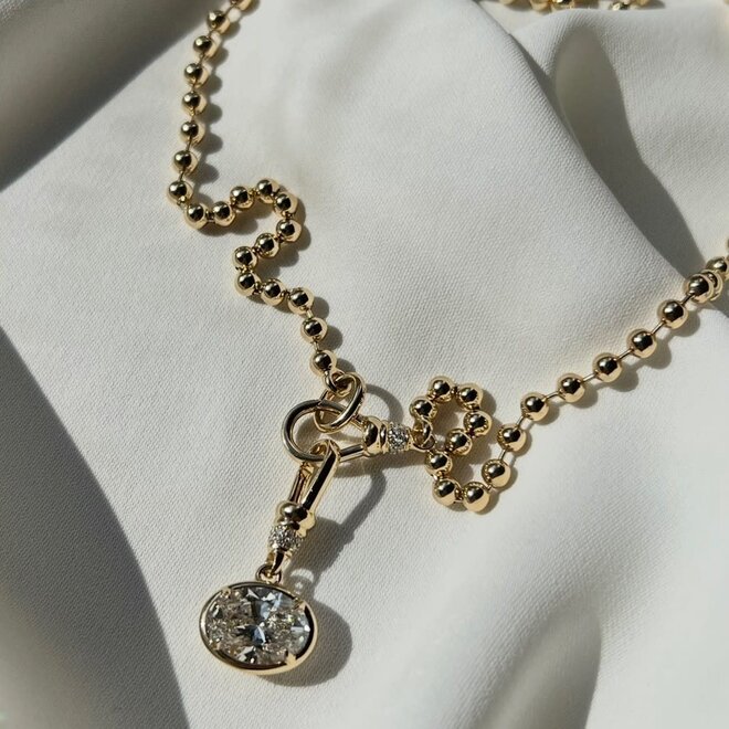 LAB Oval enhancer pendant and beaded necklace set