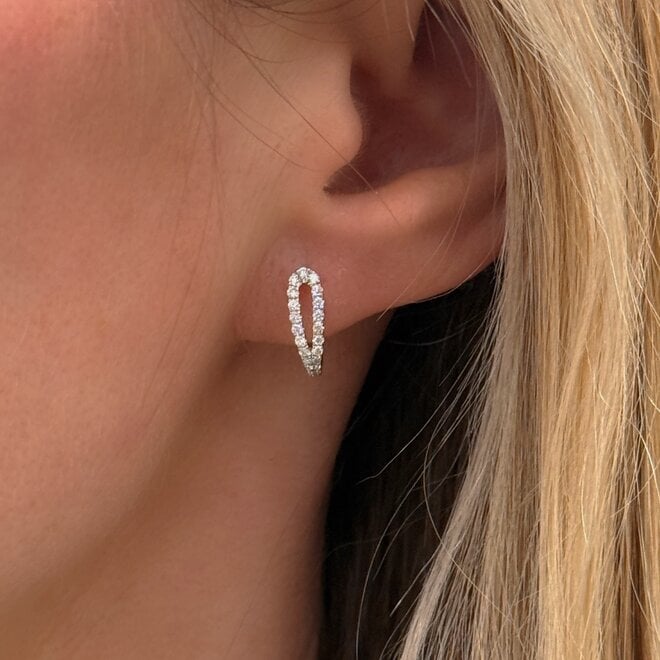Elegant white gold diamond huggie earrings