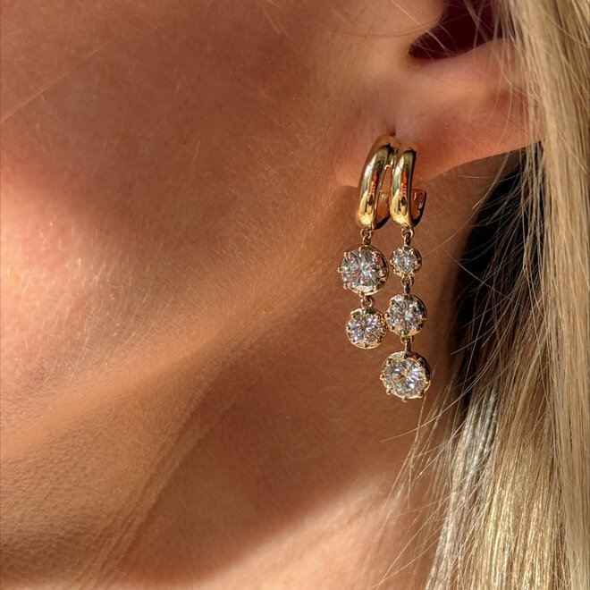 LAB Multi hoop button back drop earrings