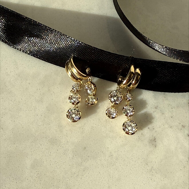 LAB Multi hoop button back drop earrings