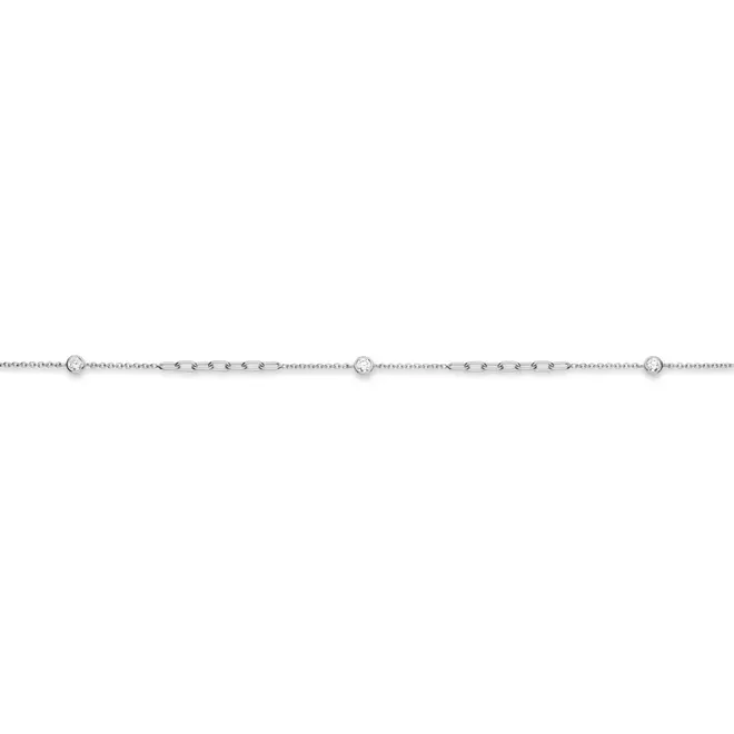 Diamond accented paperclip and rolo bracelet