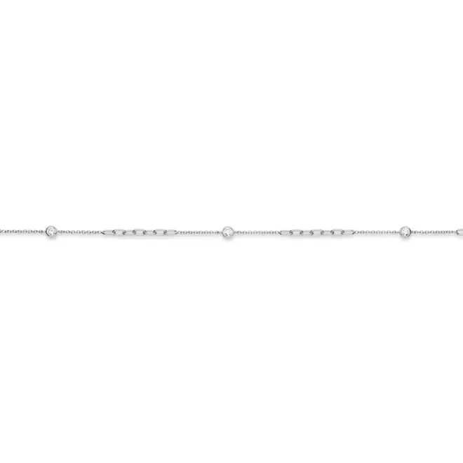 Diamond accented paperclip and rolo bracelet